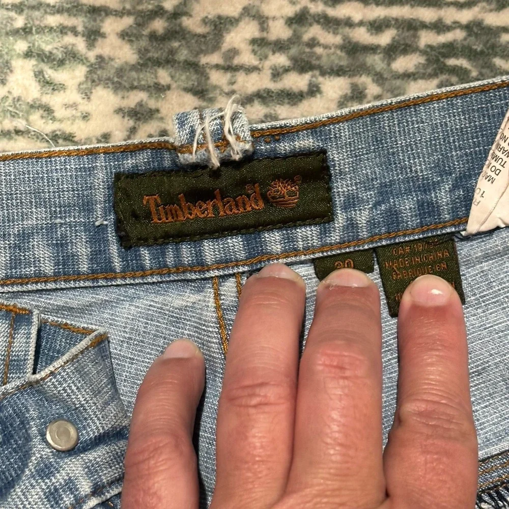 Vintage 90s Timberland Wide Leg Baggy Embroidered Jeans 30X30 - Picture 4 of 9